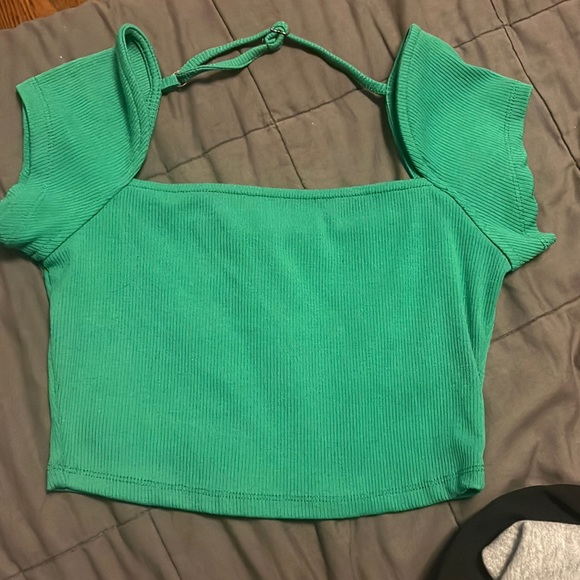 Women's Cotton Scoop Neck Crop Top - Basic Short Sleeve Tee, Kelly Green, Large - View #5